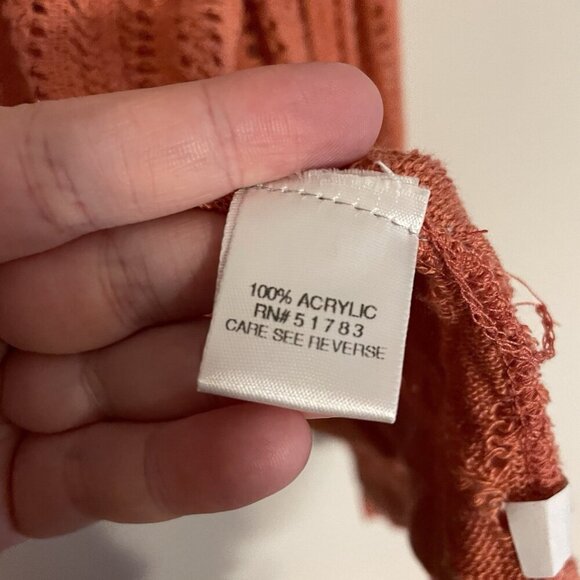 Maurices Women Sz 3 Orange Crochet Open Knit Boho Open Front Cardigan Vest - Picture 7 of 9